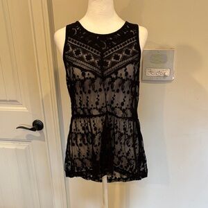 Express Black Lace Detail Top